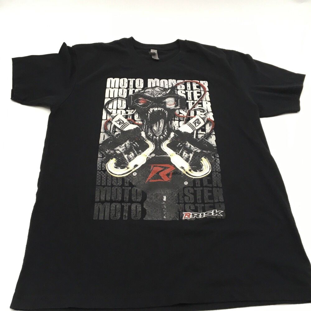 Risk Racing Moto Monster T-Shirt Black Sz Medium  Motorcycle Motocross